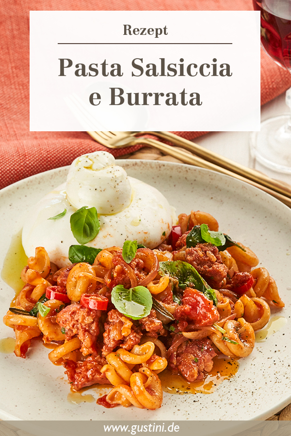 Pâtes Salsiccia Burrata - Infographie pour Pinterest