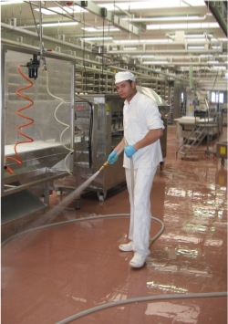 San Daniele Alessandro Alessandro beim Reinigen der Böden