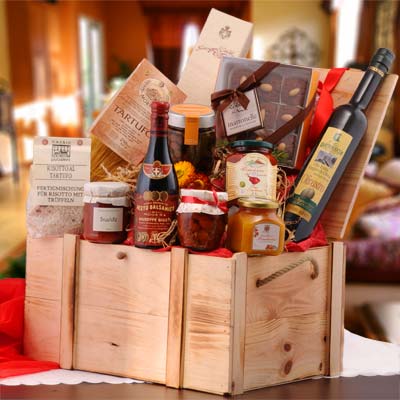 Geschenkideen Italia Deluxe Große Präsentkorb mit italienischen Köstlichkeiten zum Verschenken mit den Namen Italia deluxe