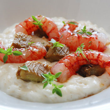 Risotto mit Burrata und Gambas