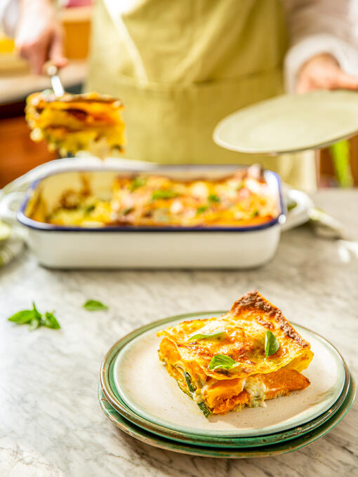 Vegetarische Lasagne mit Pesto