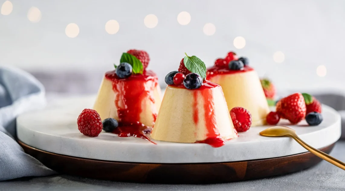 Rezept: beste vegetarische Panna Cotta mit Beeren