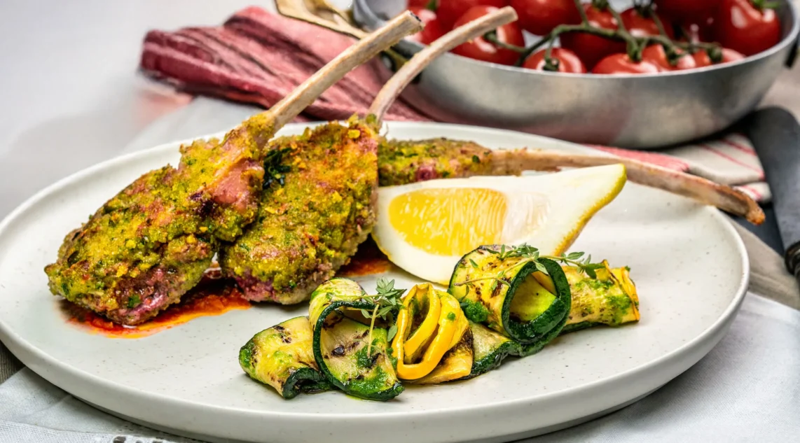 Rezept – Costolette-di Agnello/Lammkoteletts in Pistazienkruste an Zucchini