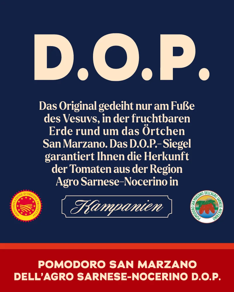 DOP-Siegel auf einer Dose San-Marzano-Tomaten